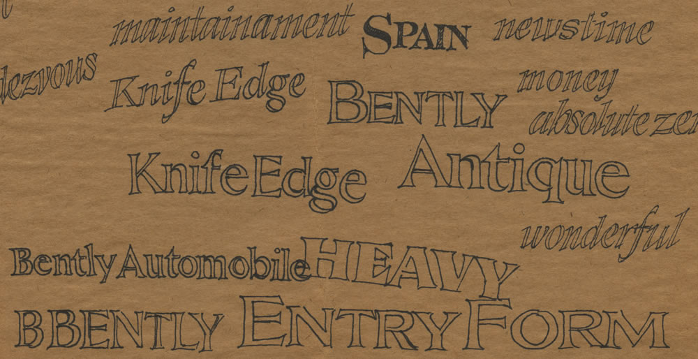Random typeface concept sketches, 1980.